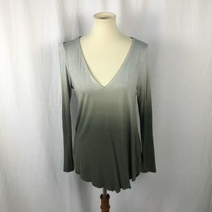 CLOSING CLOSET. Venus Olive Green Ombre V-neck Top - Large